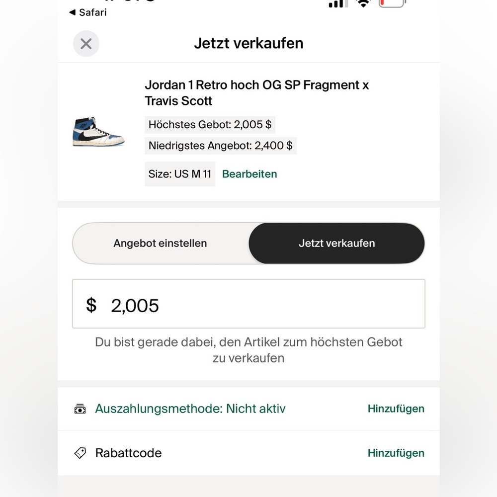 Jordan 1 Retro High Tops Og Sp Fragment X Travis … - image 8